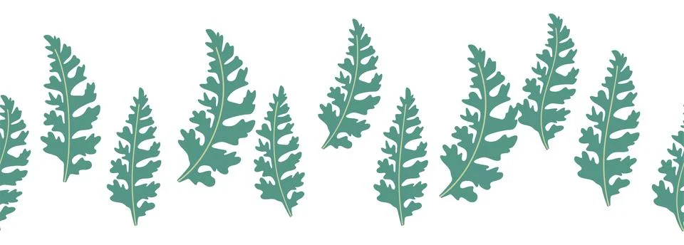 Leaves decorative, algae horizontal border seamless pattern Illustrazione stock