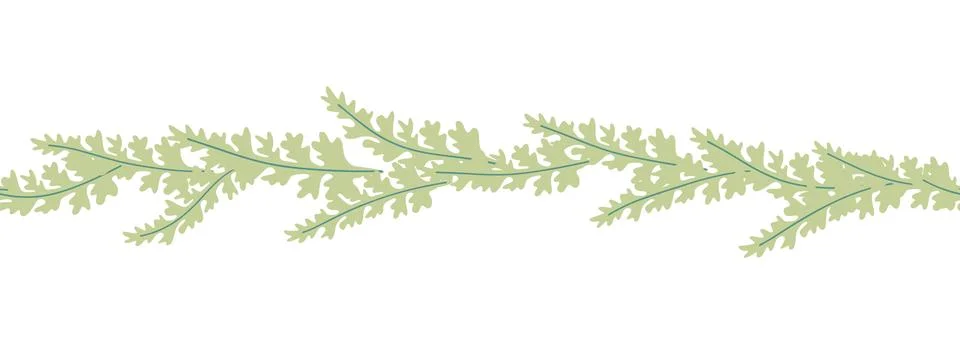 Leaves decorative, algae horizontal border seamless pattern Illustrazione stock