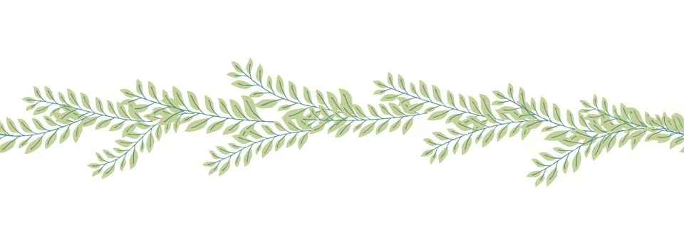 Leaves decorative, algae horizontal border seamless pattern イラスト素材