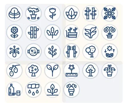 Leaves featuring 28 High Resolution Vector Icons in Bold Line Design Stock Illustration