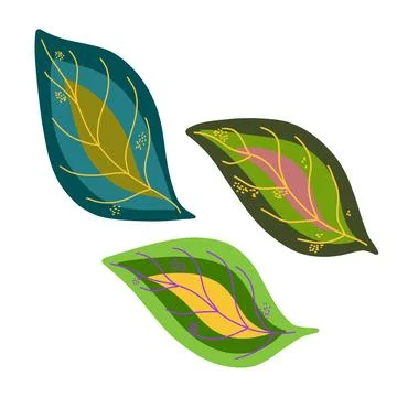 Leaves flat cartoon style vector 스톡 일러스트