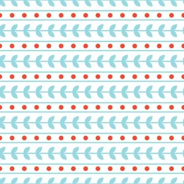 Leaves floral vector repeat seamless pattern. Striped pattern with blue leaves Stock Illustration