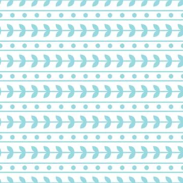 Leaves floral vector repeat seamless pattern. Striped pattern with blue leaves Stock Illustration