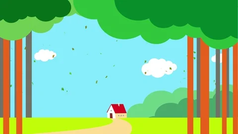 Leaves flying during windy day over small cabin in the middle of the forest 库存影片 129643746
