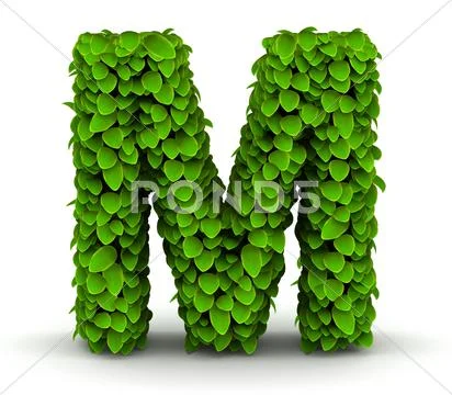 Leaves font letter M Stock Illustration