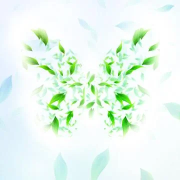 Leaves form a butterfly abstract shape Stock Illustration