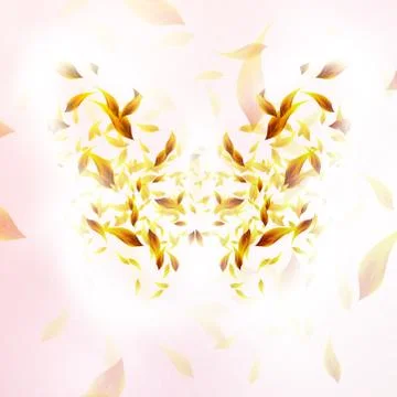 Leaves form a butterfly abstract shape, season vector illustration eps10 Illustrazione stock
