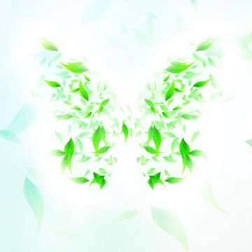 Leaves form a butterfly abstract shape Stock Illustration