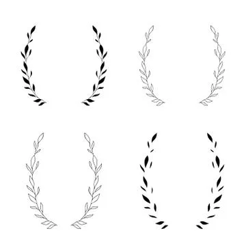 Leaves frame Hand drawn Laurel wreath. Simple Botanical wreath. Wedding Branch Stock Illustration