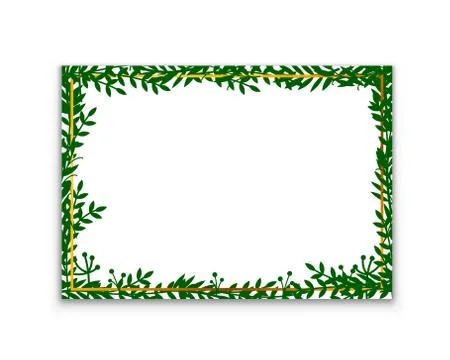 Leaves frame, white frame on background with vegetation. Stock Illustration