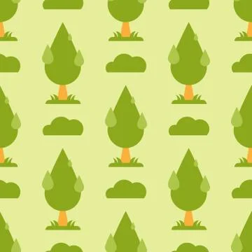 Leaves of green trees seamless pattern vector summer leaf plant background イラスト素材