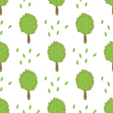 Leaves of green trees seamless pattern vector summer leaf plant background Stock Illustration