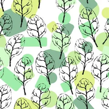 Leaves hand drawing pattern seamless. Leaf background texture Stockillustratie