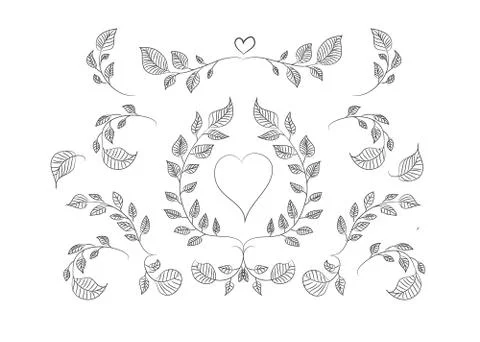 Leaves hand drawn element design Stock Illustration