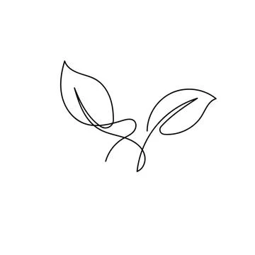 Leaves hand-drawn one continuous line art.Vector illustration Stock Illustration