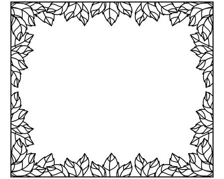 Leaves horizontal frame - vector linear picture for coloring or design. Illustrazione stock