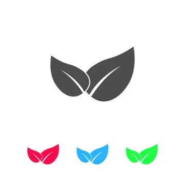 Leaves icon flat Stock Illustration