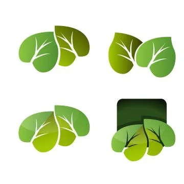 Leaves icon vector set isolated on white background Stock Illustration