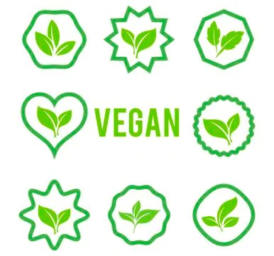Leaves icon vector set isolated on white background. Various shapes of green Illustrazione stock