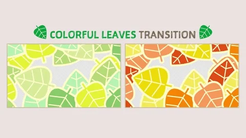 Leaves illustration transition set Stock Footage 310586233