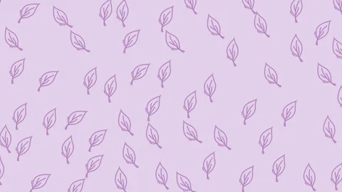 Leaves, line,  seamless pattern, cartoon, doodle, purple pastel Stock Footage 320654086