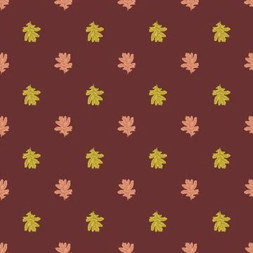 Leaves oak engraved seamless pattern. Retro background botanical with forest  Stock Illustration