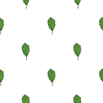 Leaves oak engraved seamless pattern. Vintage background botanical with fores Stock Illustration
