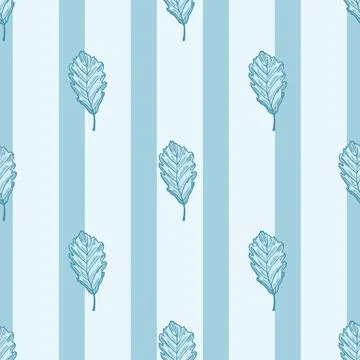 Leaves oak engraved seamless pattern. Vintage background botanical with fores Stock Illustration