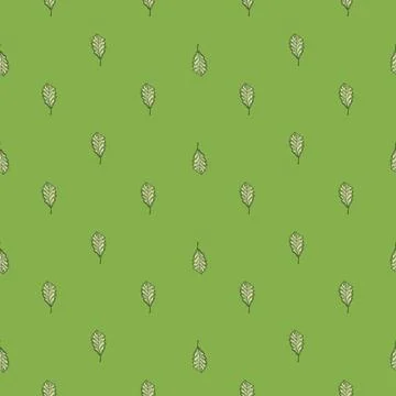 Leaves oak engraved seamless pattern. Vintage background botanical with fores Stock Illustration