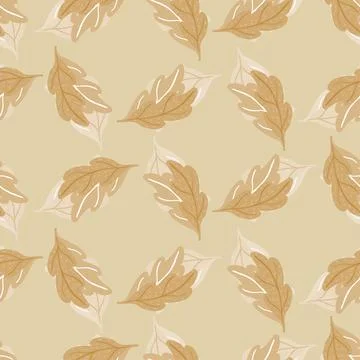 Leaves of oak seamless pattern. Hand drawn natural background . Stock Illustration