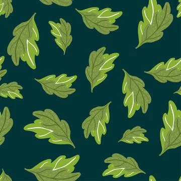 Leaves of oak seamless pattern. Hand drawn natural background . 스톡 일러스트
