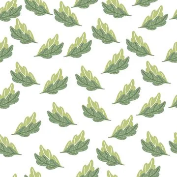 Leaves of oak seamless pattern. Hand drawn natural background . Stock Illustration