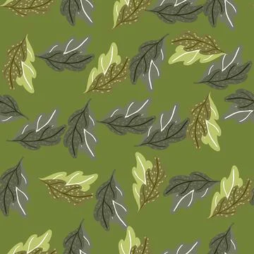Leaves of oak seamless pattern. Hand drawn natural background . Stock Illustration