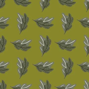 Leaves of oak seamless pattern. Hand drawn natural background . 스톡 일러스트