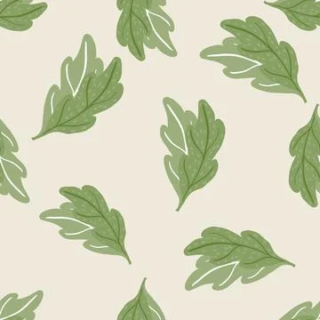 Leaves of oak seamless pattern. Hand drawn natural background . Stock Illustration