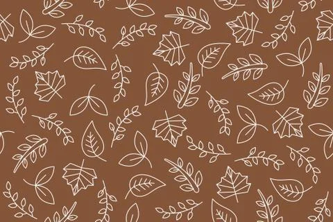 Leaves outline seamless pattern for use as wrapping paper gift,fabric Stock Illustration