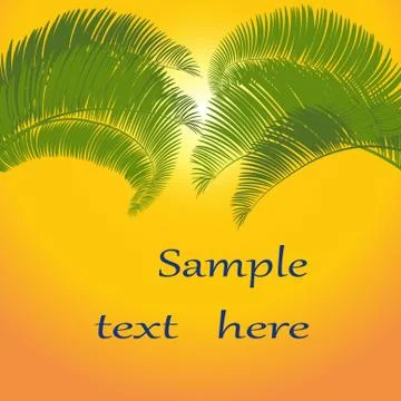 Leaves of palm tree on orange background. illustration Stock Illustration