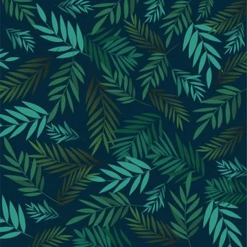 Leaves of palm tree. Seamless pattern. Vector background. Stock Illustration