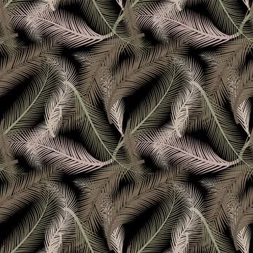 Leaves of palm tree. Seamless pattern. Vector background. Forest exotic ill.. Illustrazione stock