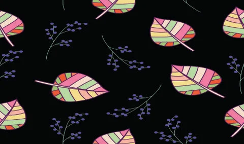 Leaves pattern design on dark background Illustrazione stock