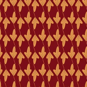 Leaves Pattern. Endless Background in red and orange colors. Stock Illustration