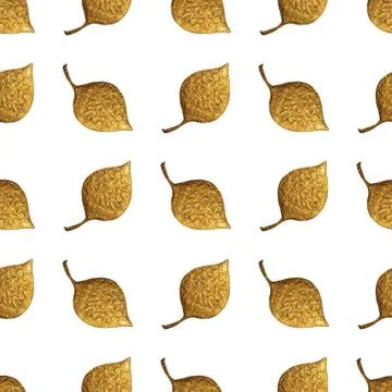 Leaves pattern. Gold hand painted seamless background. Abstract leaf golden.. 스톡 일러스트