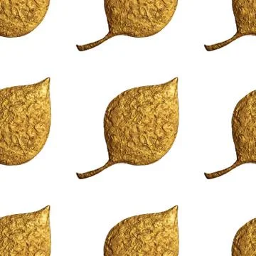 Leaves pattern. Gold hand painted seamless background. Abstract leaf golden Stock Illustration