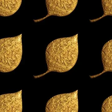 Leaves pattern. Gold hand painted seamless background. Abstract leaf golden Stock Illustration