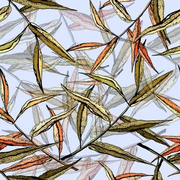 Leaves pattern horizon blue background Stock Illustration