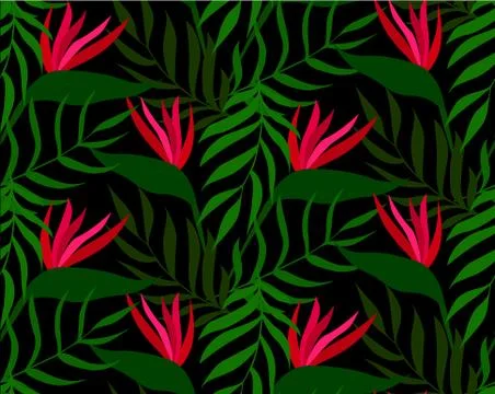 Leaves pattern. Tropical, herbs background. Green grass texture Stock Illustration