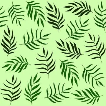 Leaves pattern. Tropical, herbs background. Green grass texture Stock Illustration