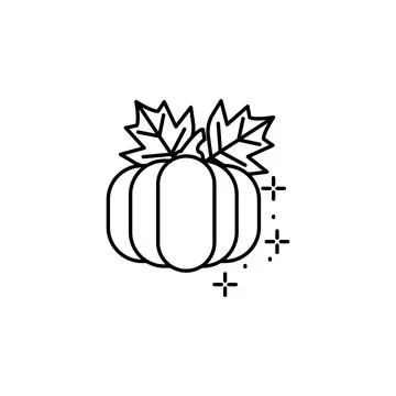 Leaves, pumpkin icon. Simple line, outline vector of Thanksgiving day icons for Stock Illustration