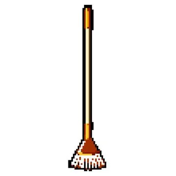 Leaves rake pixel art vector illustration Illustration