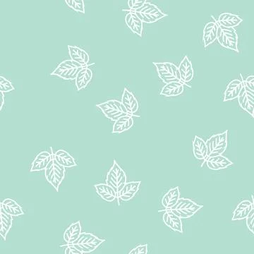 Leaves raspberry fruit line seamless pattern Stock Illustration